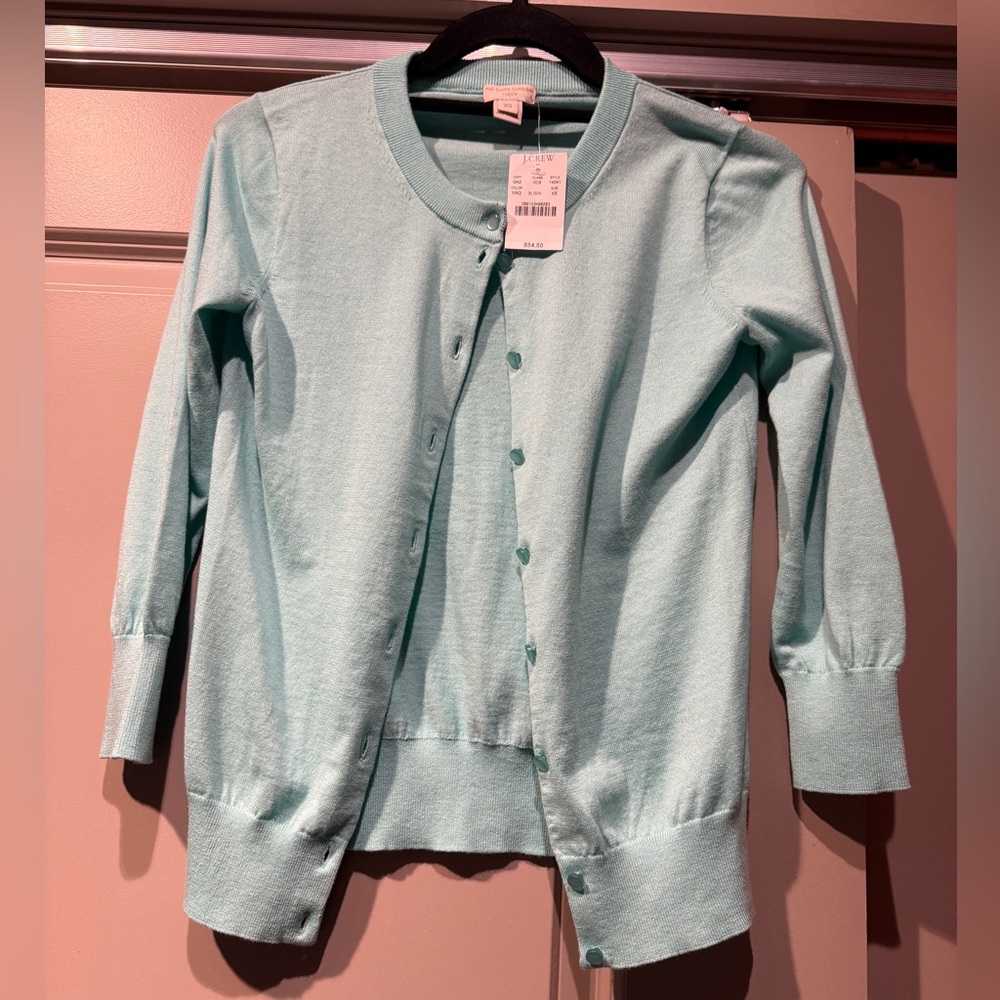 J.Crew women’s Light Aqua Button-Up Cardigan NWT size XS